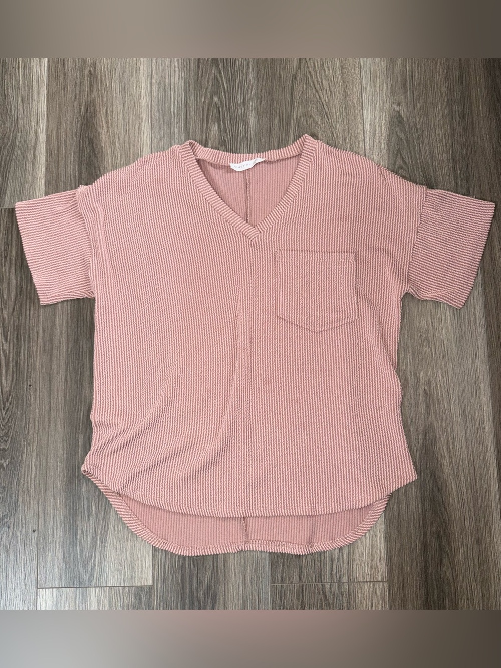 Altar'd State Dusty Rose Pink Ribbed Front Pocket Shirt Size Small Casual Basics